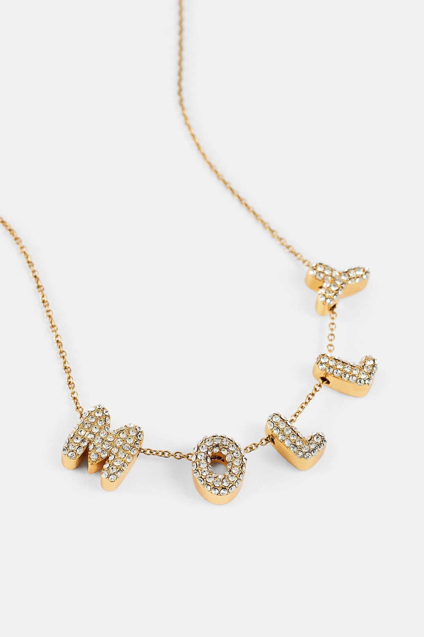 Iced Mini Bubble Name Necklace - Gold